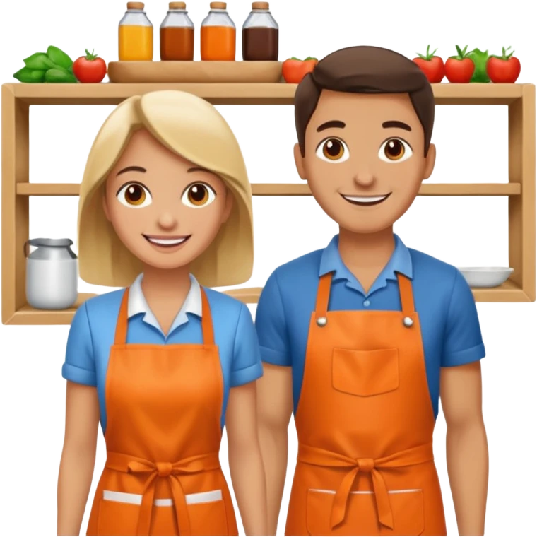 2 grown characters + shop emoji