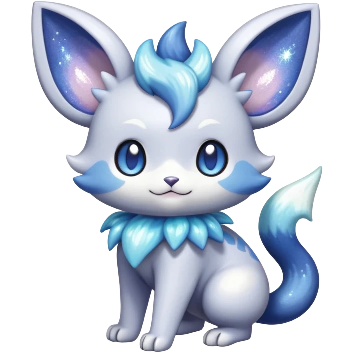 Colorful Sparkly Shiny Exotic Meowstic-Minccino-Espurr-Fakémon-hybrid-creature (full body)  emoji