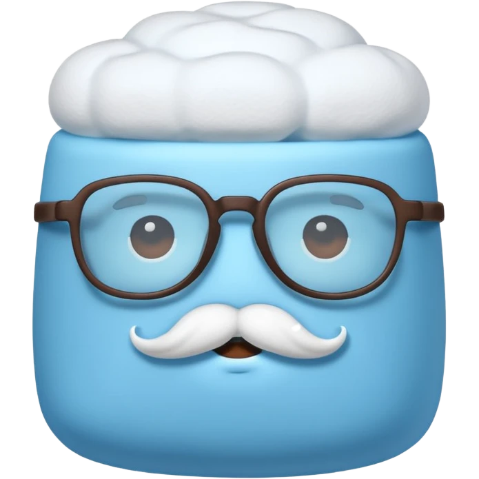 blue marshmallow with mustache and glassess, just marshmallow emoji