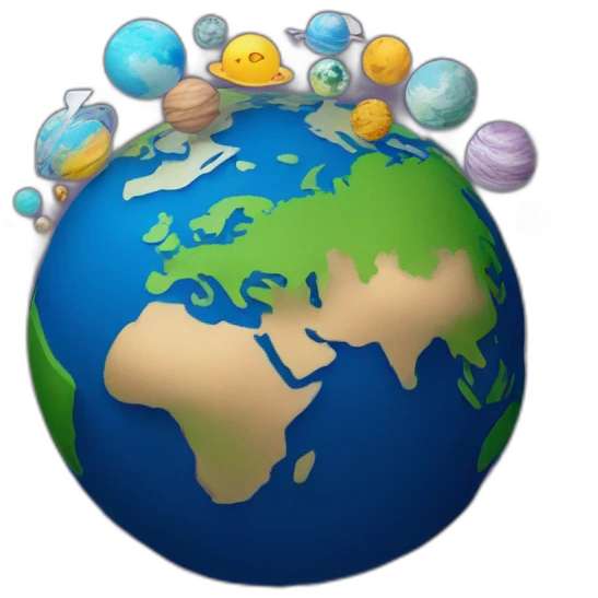 a planet with countries made of paper emoji