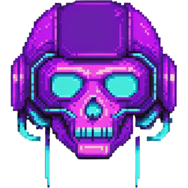 futuristic cyberpunk pixel art icon, vivid neon colors purple magenta cyan, minimal expressive design, 32x32, centered, high contrast, transparent background, no text, suitable for dark background, requested by user symbol emoji