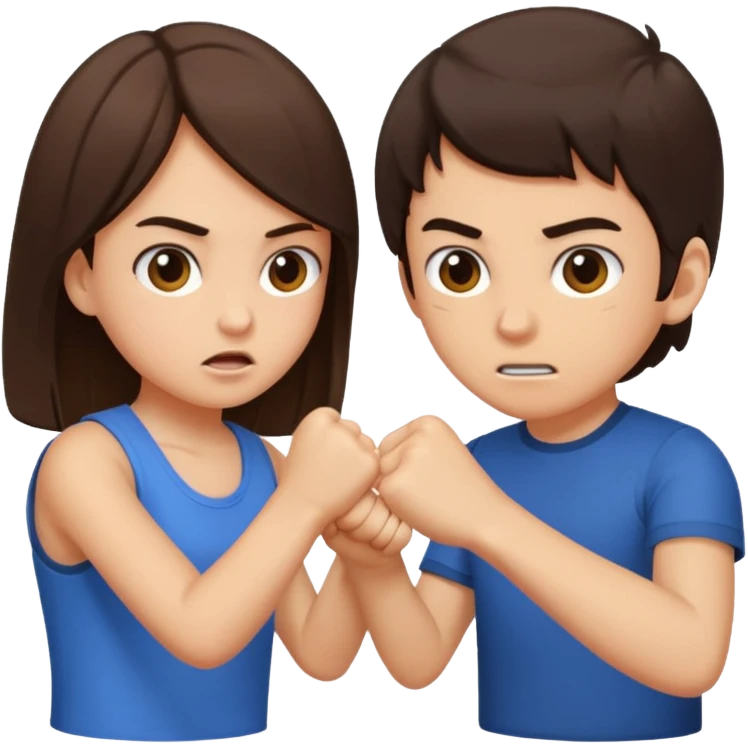 Brother fighting sister brunets emoji