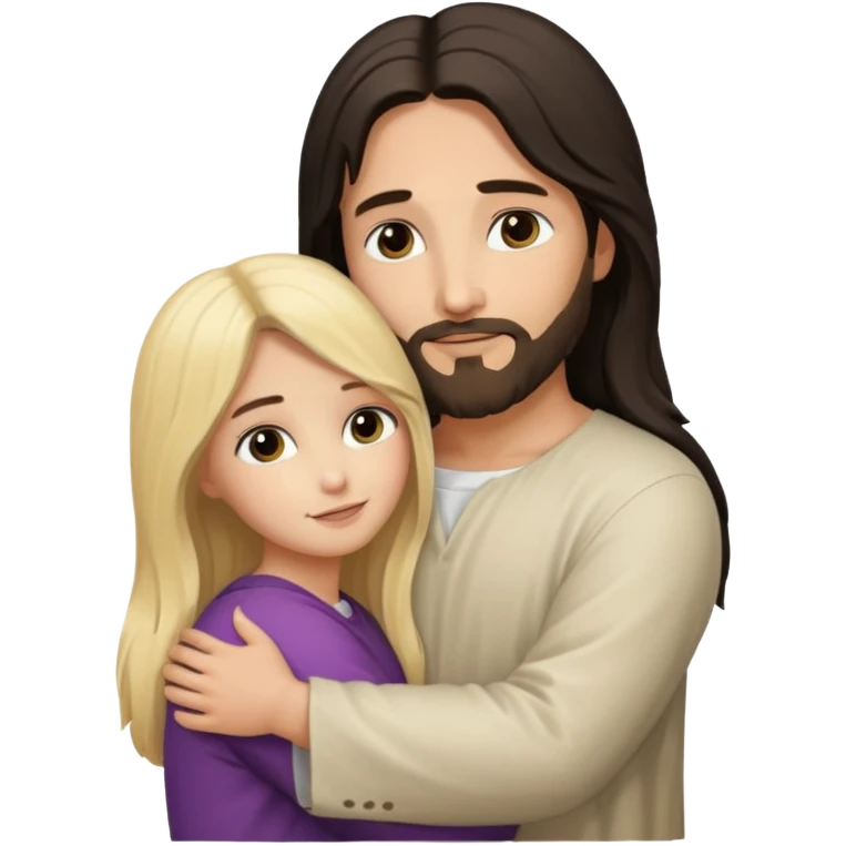 Jesus Christ with dark hair hug blonde girl  emoji