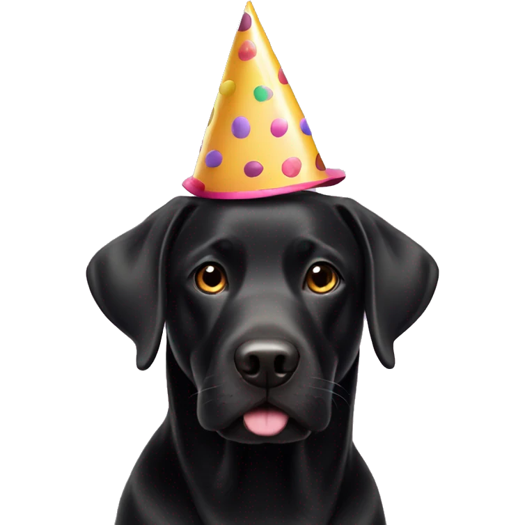 black labrador with party hat emoji