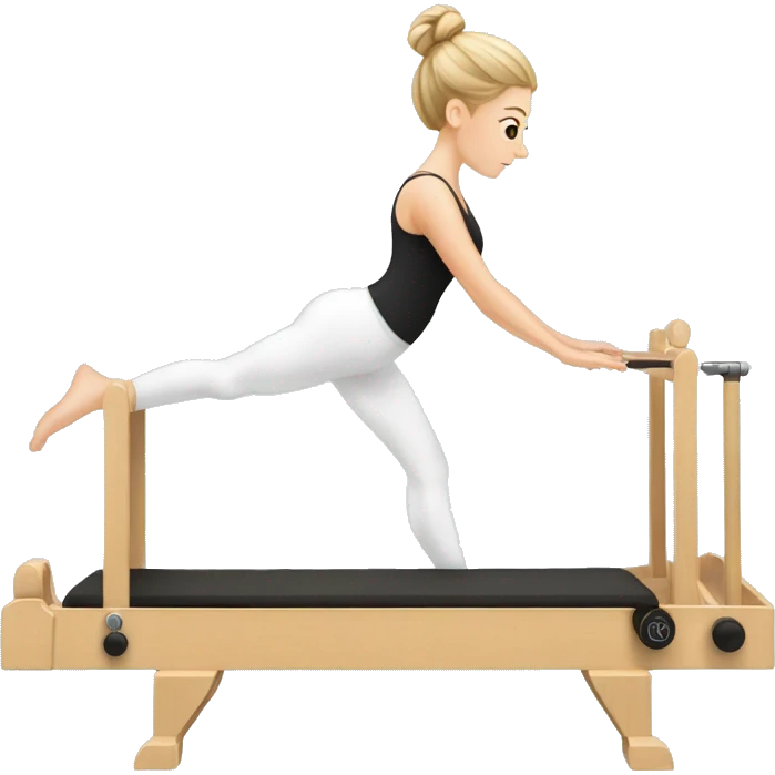 white girl doing reformer Pilates emoji