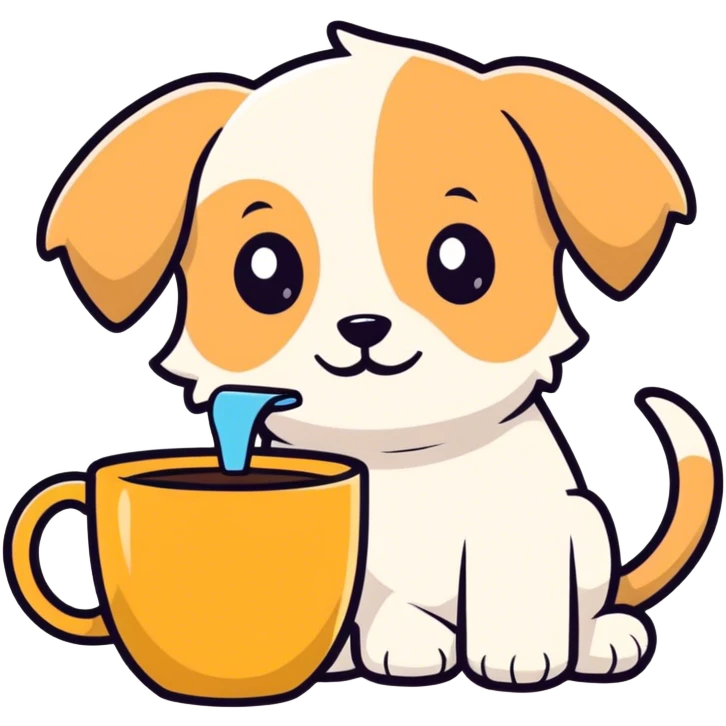 Puppy drinking coffee emoji