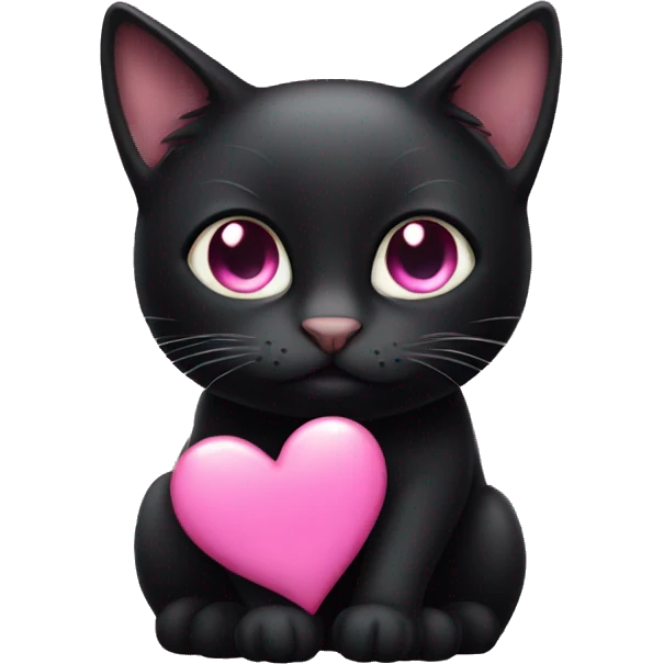 Black cat with pink heart eyes  emoji
