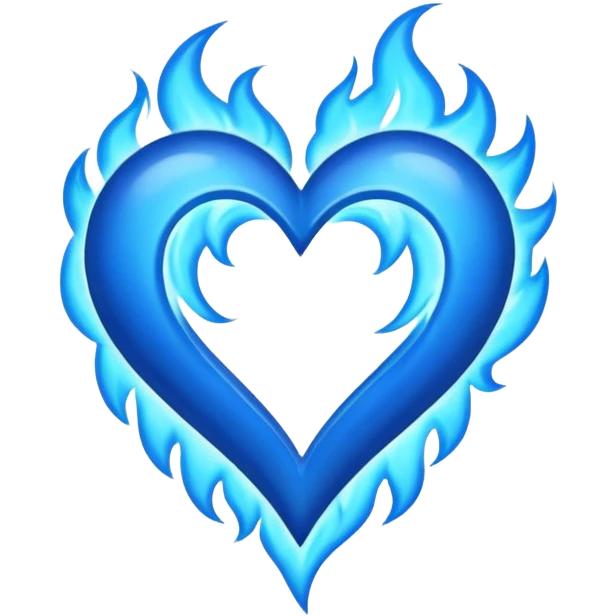 Emoji style Blue fire heart  emoji