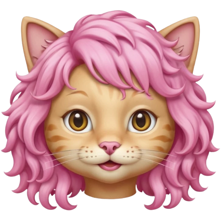 Blonde cat wearing pink curly wig emoji