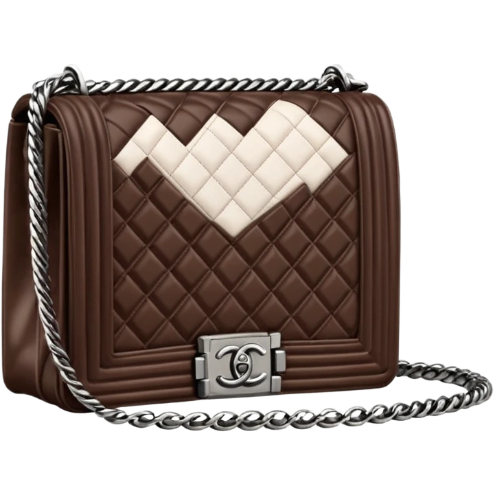 chanel le boy deep chocolate brown color bag emoji