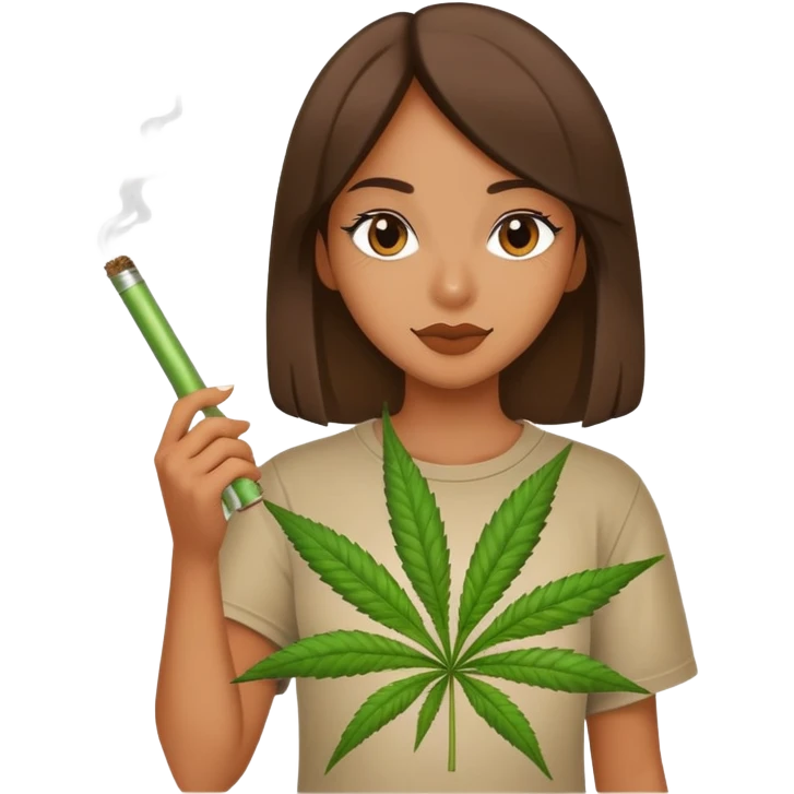 Girl with cool top and a HUGE weed blunt emoji
