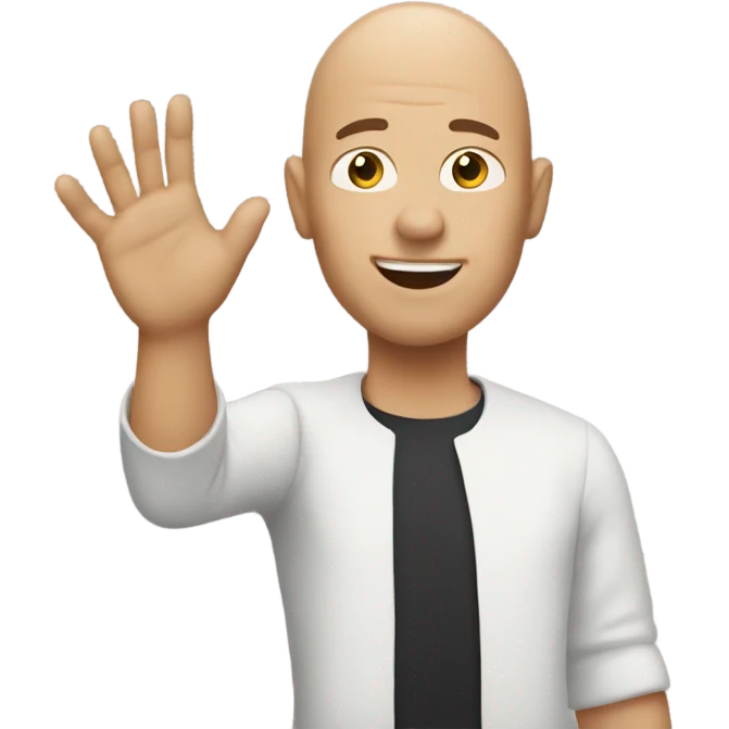 bald guy raising one hand emoji