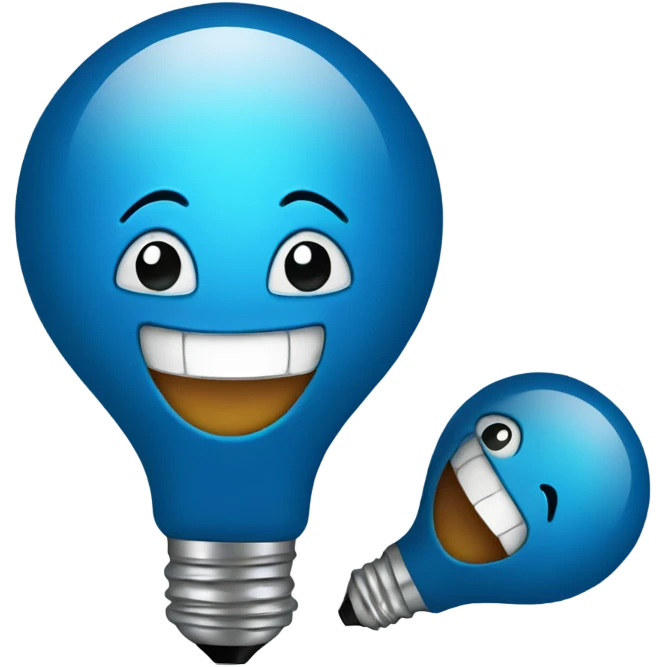 A blue bulb laughing emoji