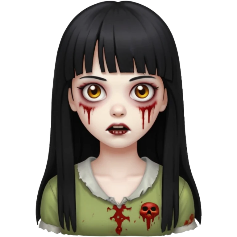 zombie girl with black long straight hair with bangs  emoji