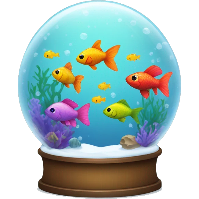Aquarium with colorful fish in snow globe  emoji