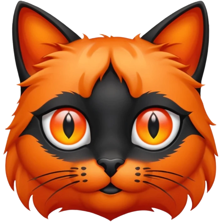 Чёрный кот у которого один глаз красный  а второй оранжевый emoji