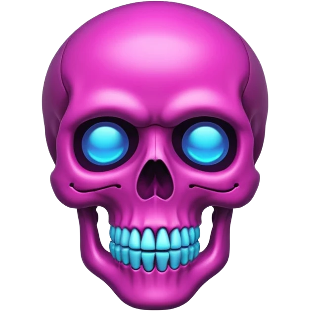 skull shape neon sign style emoji
