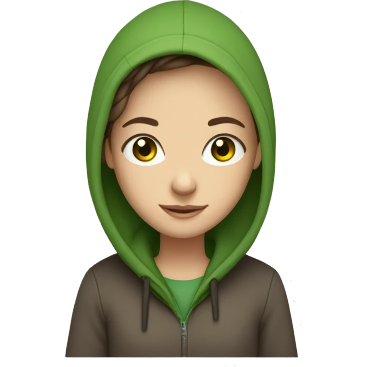 A light brunette girl with green eyes with hoodie hugging a man without hair emoji