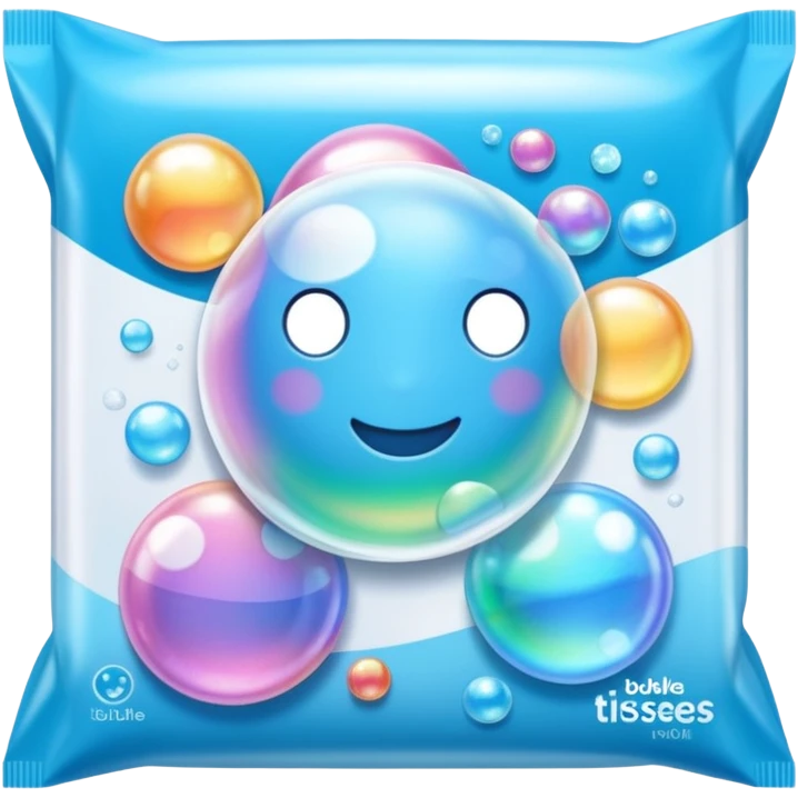Bubble tissue wipes packaging with bubbles everywhere  emoji