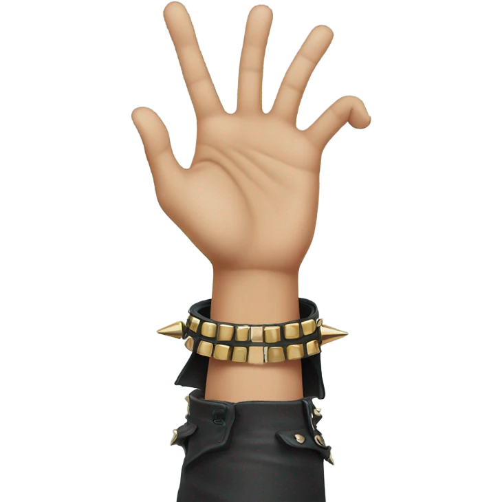 Hand doing rock and roll gesture with spiked cuff emoji