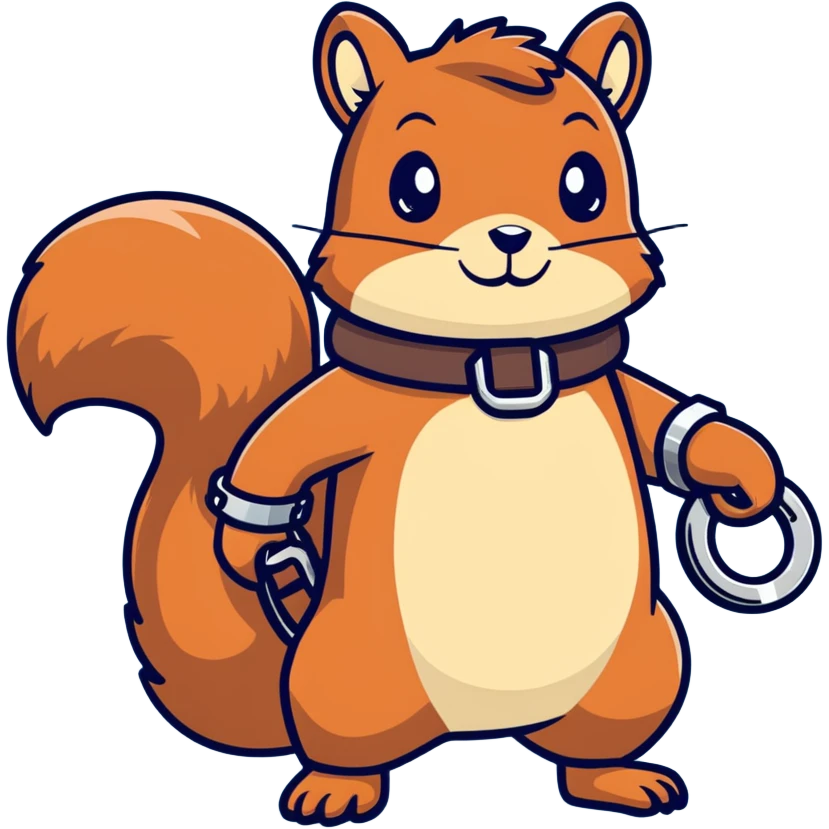 Squirrel arrested in handcuffs mugshot emoji