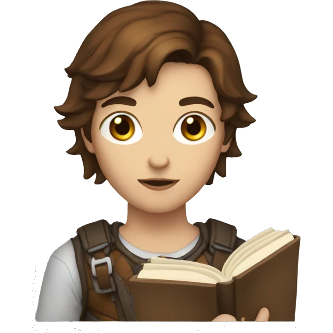 human rogue with brown hair holding a book  emoji