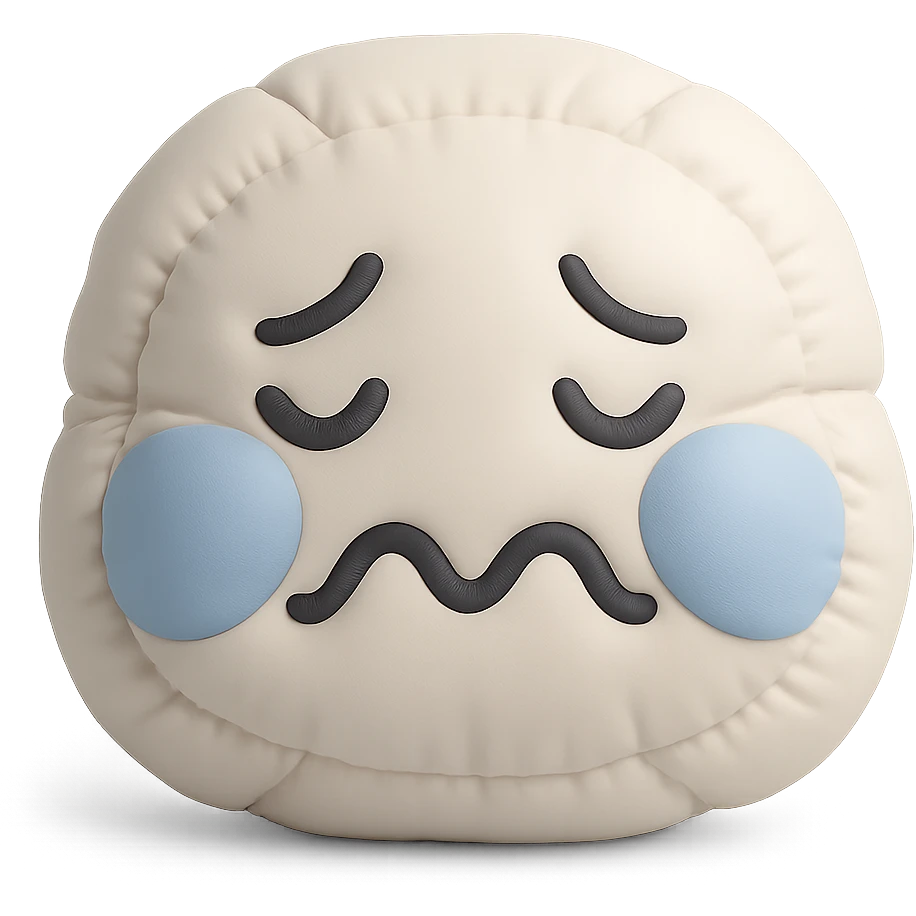 plush face with blue cheeks and shivering expression, cold feeling emoji
