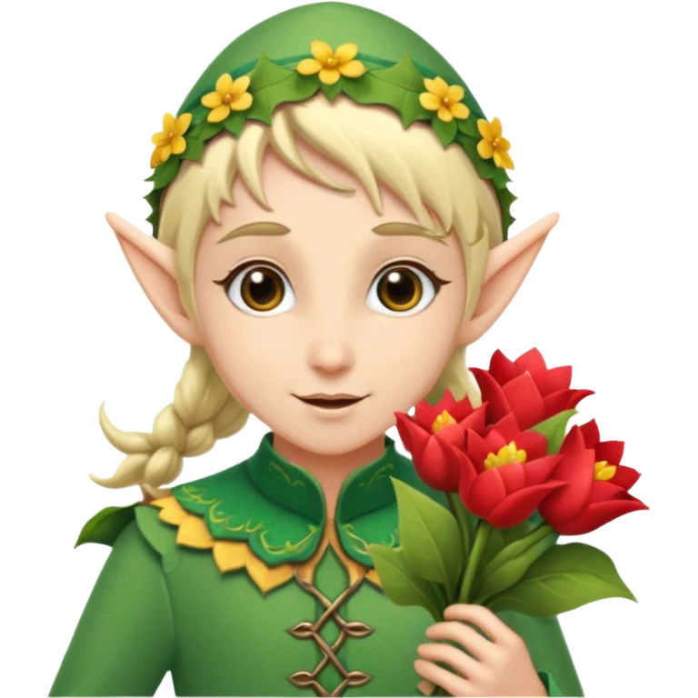 elf woth flower boque emoji