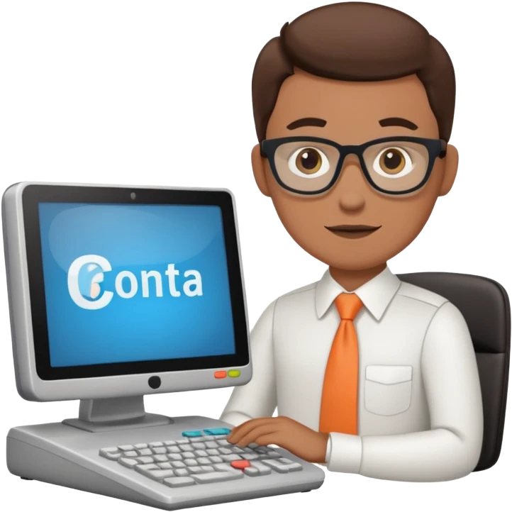 imagenes de una contador en caricatura, con una computadora y mencione conta 365 emoji