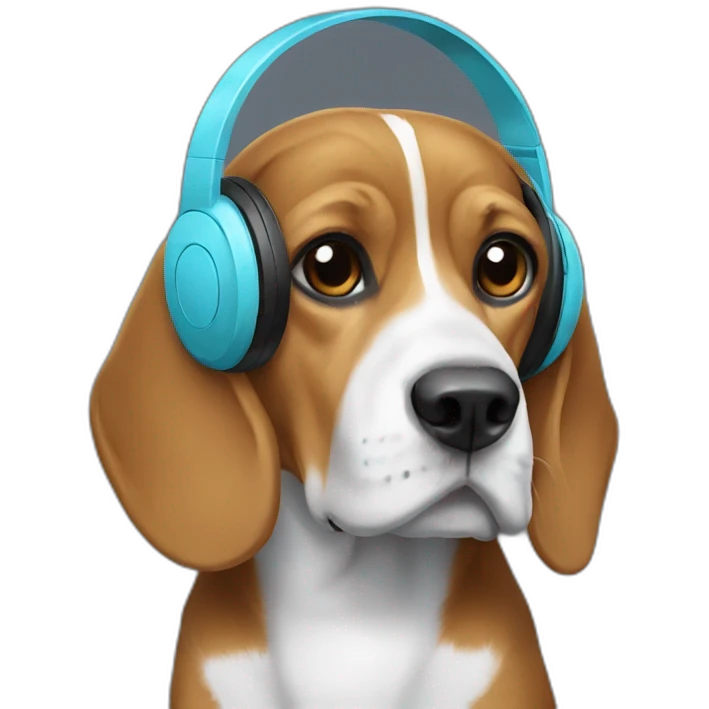 beagle with hoddie and headphones emoji