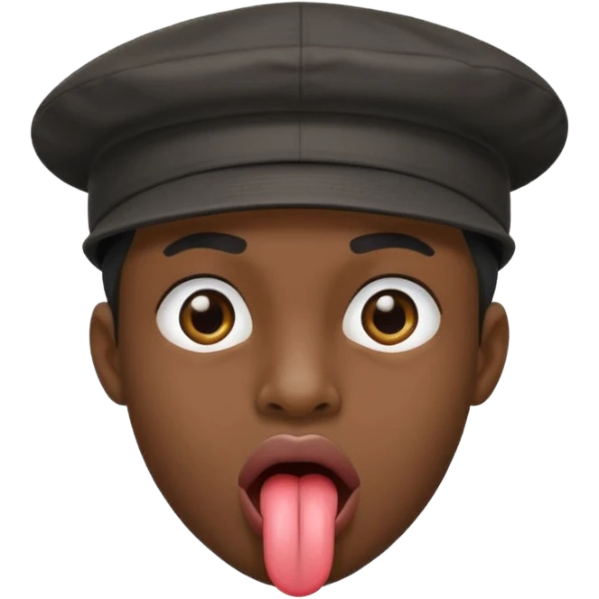Negro con gorra sacando la lengua emoji