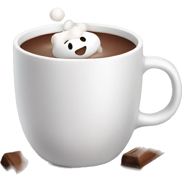 Hot chocolate with marshmallows and a white mug emoji