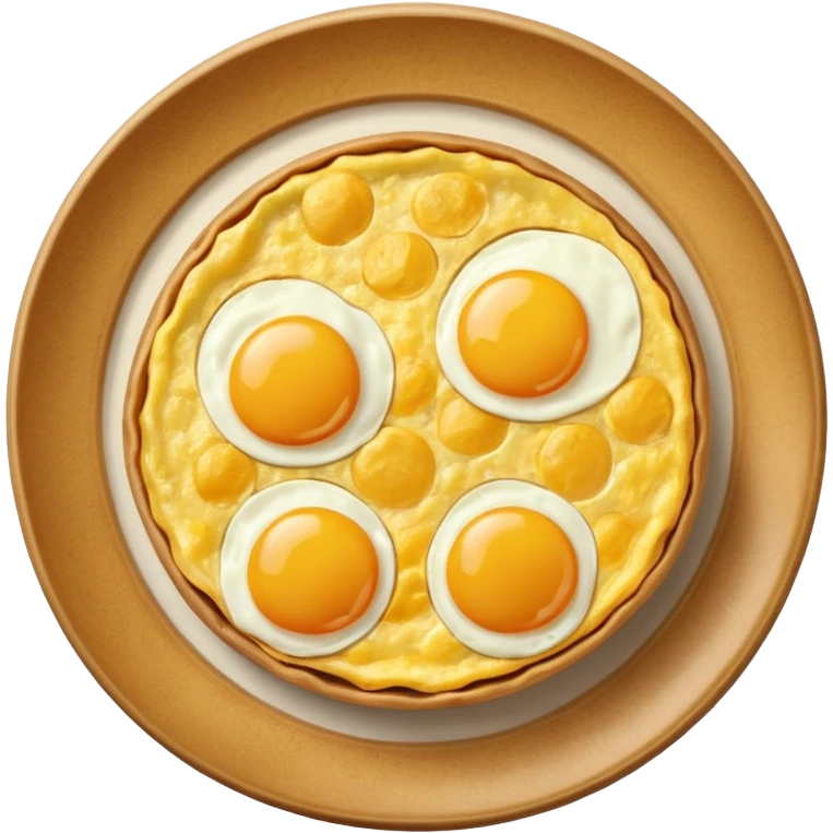 Round spanish potato omelet no plate, plain ok top no toppings nor yolks emoji