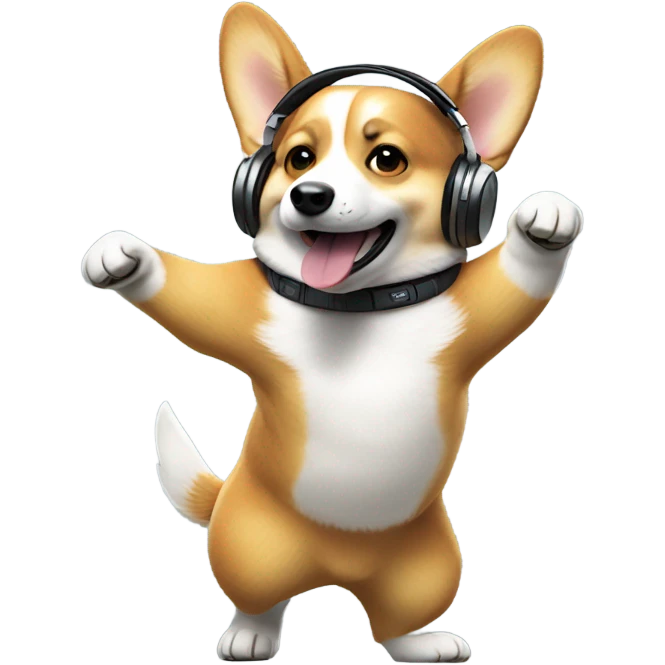 Corgi is jaming over beats emoji