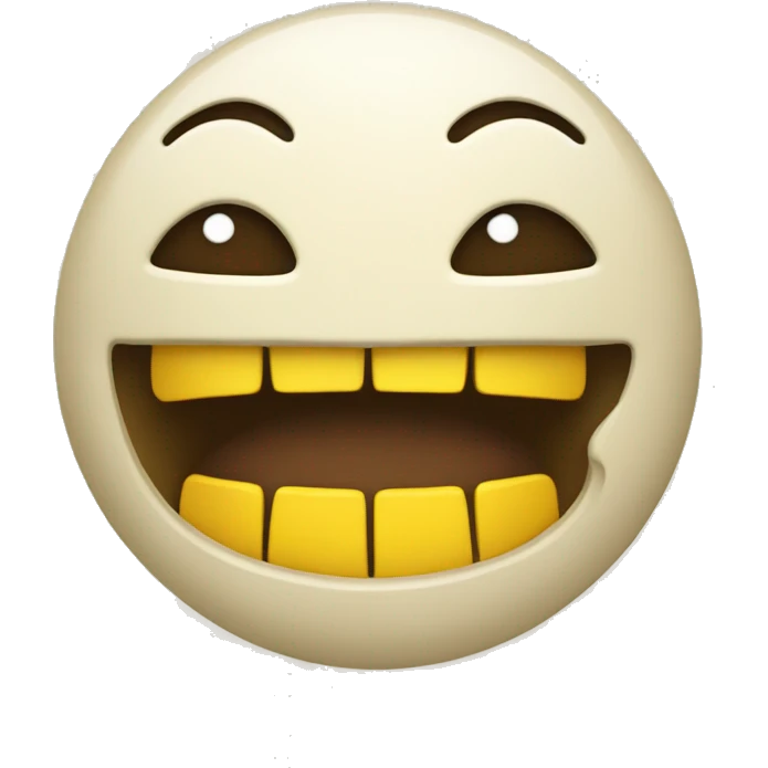 Smiling emoji with yellow bone in mouth emoji