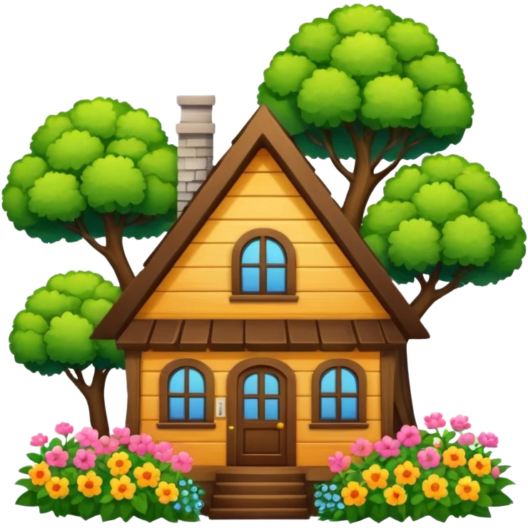 house covered by trees and flowers emoji