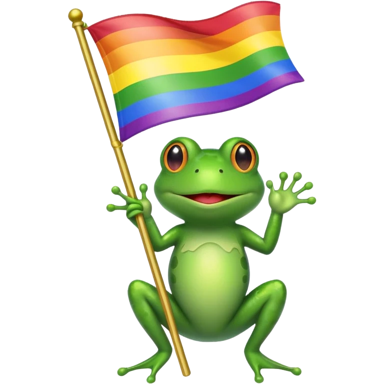 Frog holding pride flag emoji