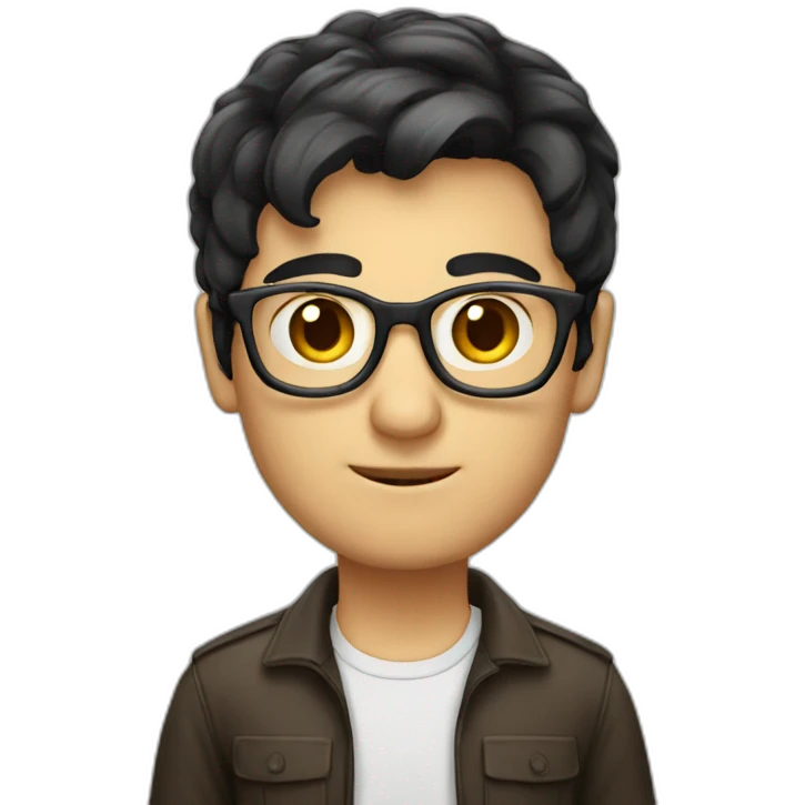 italian geek, short dark hair emoji