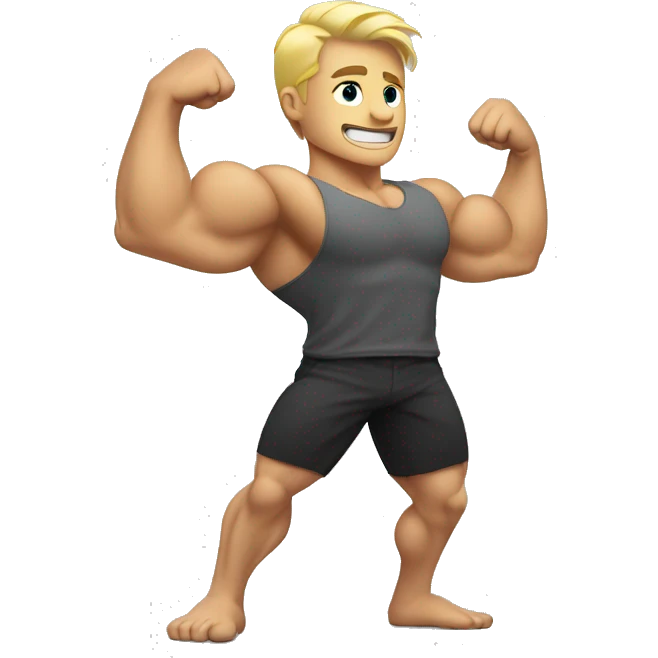 muscly blonde man flexing arm muscles emoji
