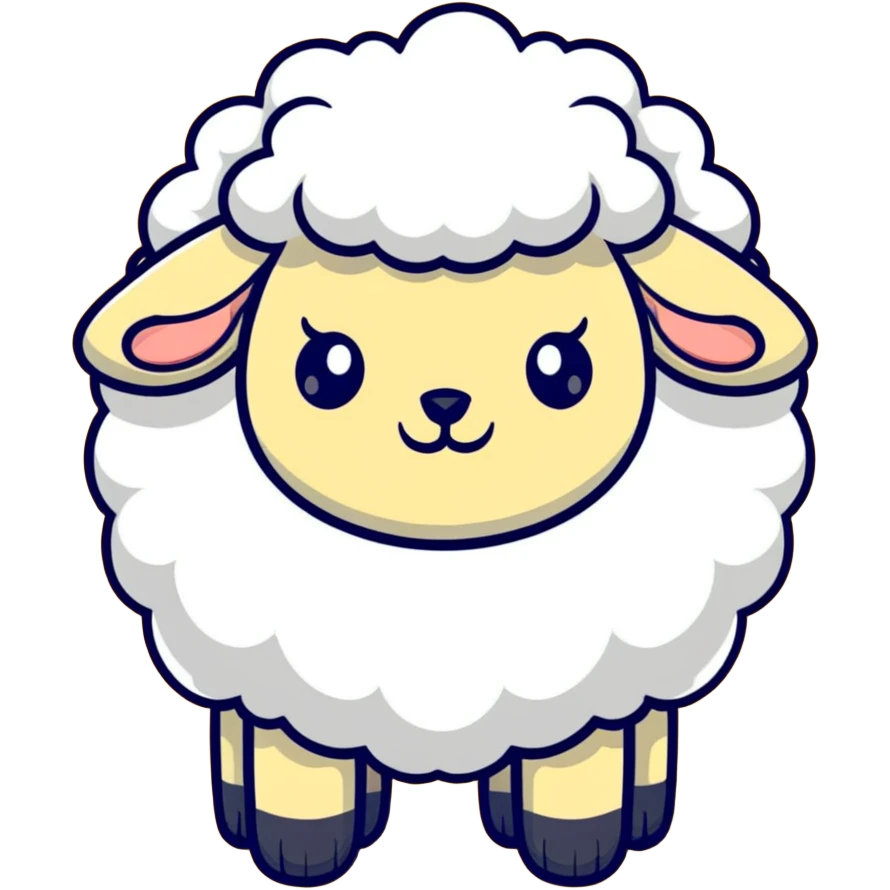 dreamy pastel blue sheep with fluffy wool and sleepy expression, like from a dream emoji