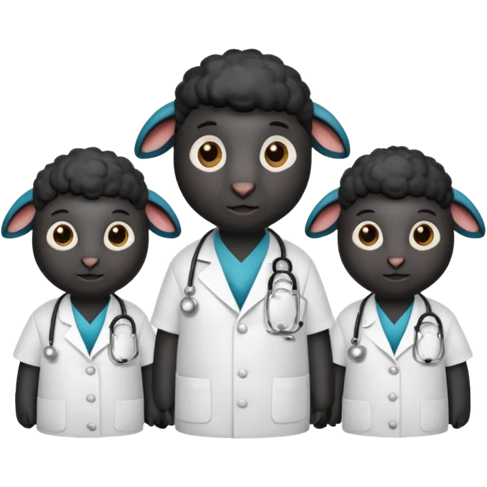 Three black sheep dressed as doctors emoji
