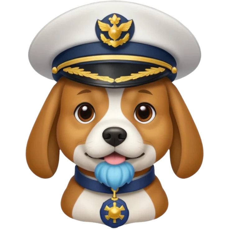 dog wearing a captain's hat emoji