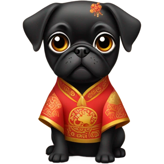 Black pug dresses Chinese lunar new year  emoji