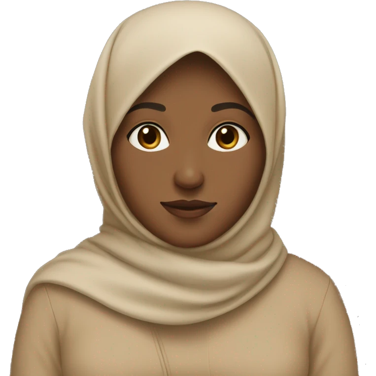 women with hijab in warm tone skin color not too light but not too dark, using a beige hija emoji