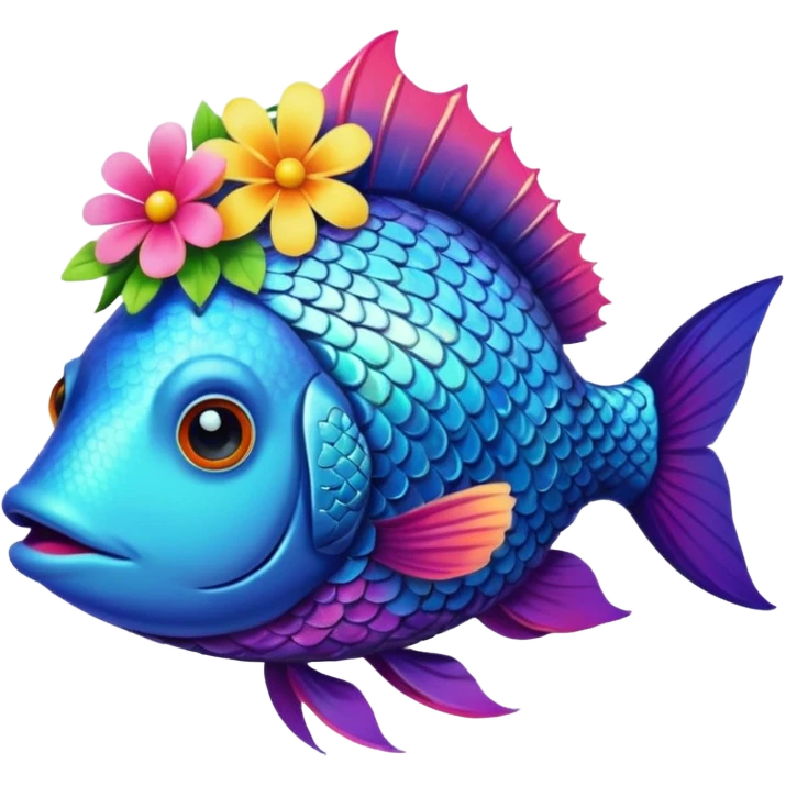 Couronne de fleur sur poisson emoji