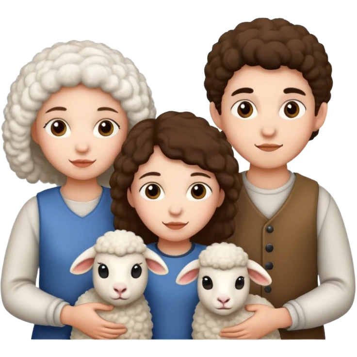 3 girls white and 2 boys withe and a sheep emoji