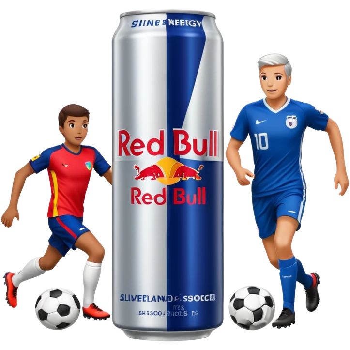 Red bull energy drink imogi for soccer players playing soccer emoji