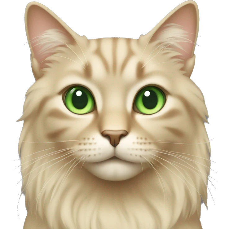 Beige cat with green eyes long hair emoji