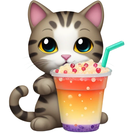 cat with boba tea emoji