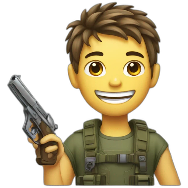 Grinning boy with a gun emoji